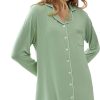 71jtAR5D38L._AC_SL1500 Womens Bamboo Viscose Sleep Shirt Long Sleeve Button Down Nightgowns Boyfriend Nightshirt S-XXL