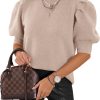 Women's Puff Short Sleeve Sweaters 2024 Fashion Spring Tops Casual Pullover Shirts