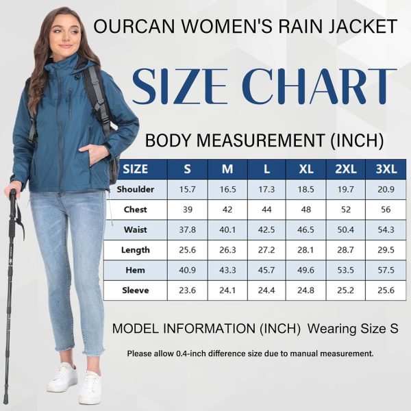 71osl0lCfdL._AC_SL1500 Packable Rain Jacket Women Lightweight Waterproof Raincoat for Women with Hood Windbreaker for Outdoor Travel Hiking