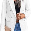 Womens Casual Blazer 2024 Spring Open Front Business Work Tweed Plaid Jacket Suit Pocket (S-XXL)