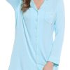 71uABaQS1EL._AC_SL1500 Womens Bamboo Viscose Sleep Shirt Long Sleeve Button Down Nightgowns Boyfriend Nightshirt S-XXL