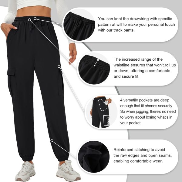 Womens Cargo Pants Stretchy High Waisted Joggers Baggy Casual Drawstring Sweatpants with Pockets Hiking Pant