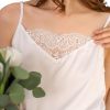 Women’s White Lace Romper- Comfy Vegan Silk One Piece Pajama With Shorts