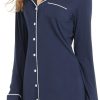 71xkn1U8YvL._AC_SL1500 Womens Bamboo Viscose Sleep Shirt Long Sleeve Button Down Nightgowns Boyfriend Nightshirt S-XXL