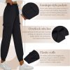 Womens Athletic Pants Knit Cargo Pants Stretchy Hiking Pants Elastic Waist Sweatpants Baggy Soft Joggers