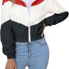 Women’s Lightweight Windbreaker Sport Jacket Zip Up Color Block Coat Casual Long Sleeve Jogging Outerwear