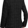 Womens Casual Blazer 2024 Spring Open Front Business Work Tweed Plaid Jacket Suit Pocket (S-XXL)