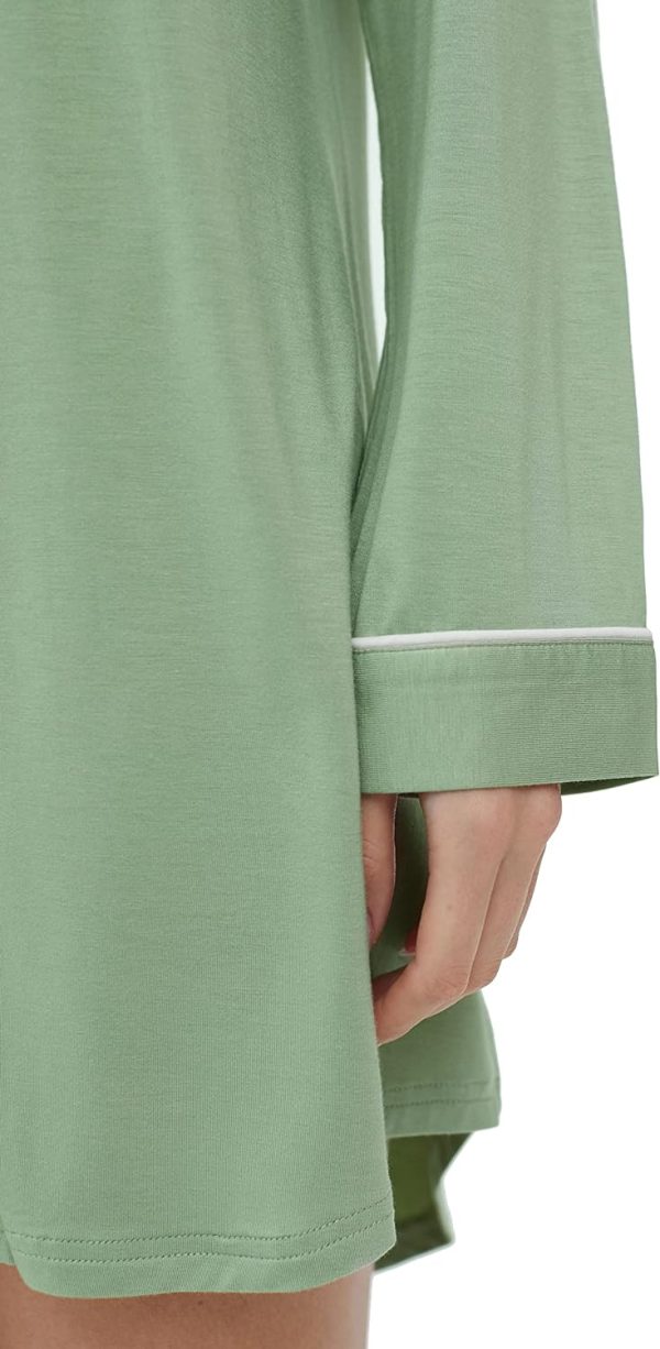 812QD1DTtDL._AC_SL1500 Womens Bamboo Viscose Sleep Shirt Long Sleeve Button Down Nightgowns Boyfriend Nightshirt S-XXL