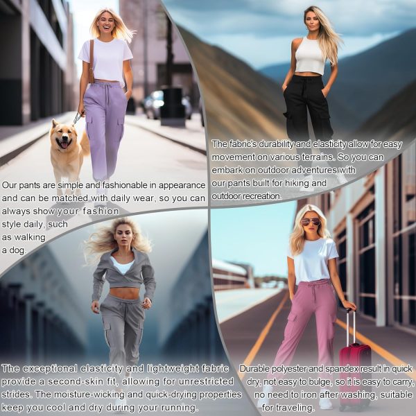 Womens Cargo Pants Stretchy High Waisted Joggers Baggy Casual Drawstring Sweatpants with Pockets Hiking Pant