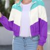 Women’s Lightweight Windbreaker Sport Jacket Zip Up Color Block Coat Casual Long Sleeve Jogging Outerwear