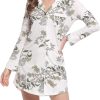 81tdsfzTR8L._AC_SL1500 Womens Bamboo Viscose Sleep Shirt Long Sleeve Button Down Nightgowns Boyfriend Nightshirt S-XXL